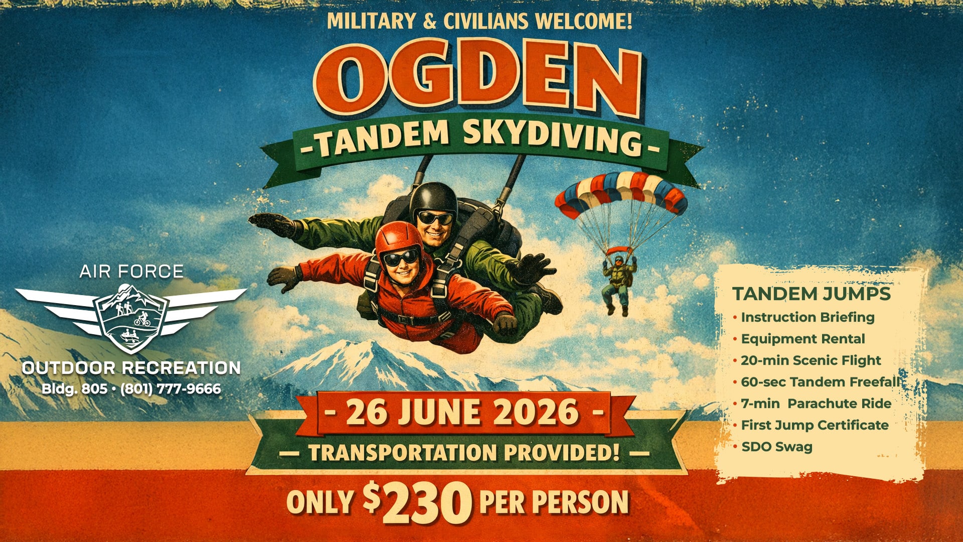 Tandem Skydiving trip